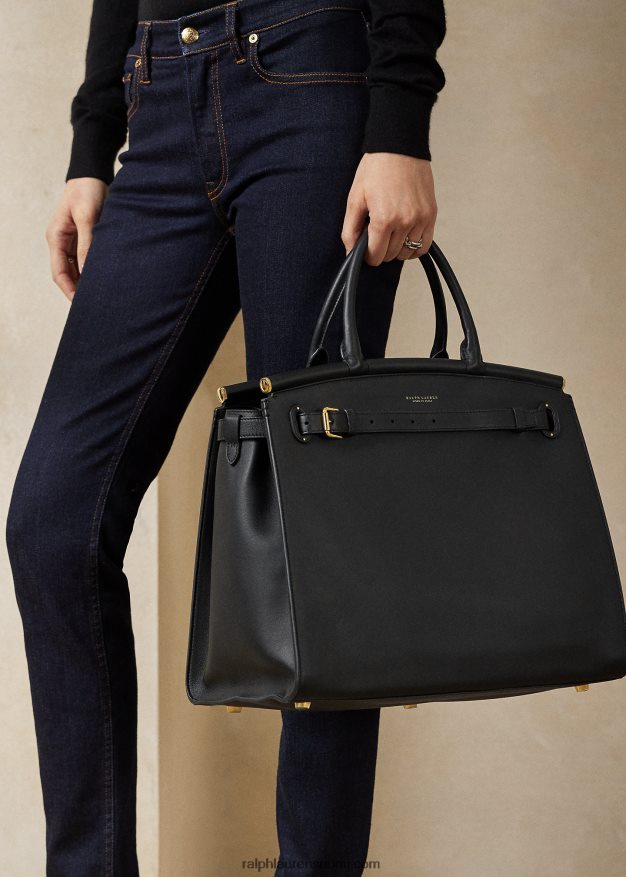 Ralph Lauren naiset vasikanahkainen iso rl50 käsilaukku 0Z24ZR5302 musta