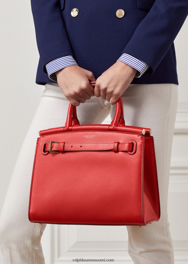 Ralph Lauren naiset vasikanahkainen keskikokoinen rl50 käsilaukku 0Z24ZR5294 syvä punainen