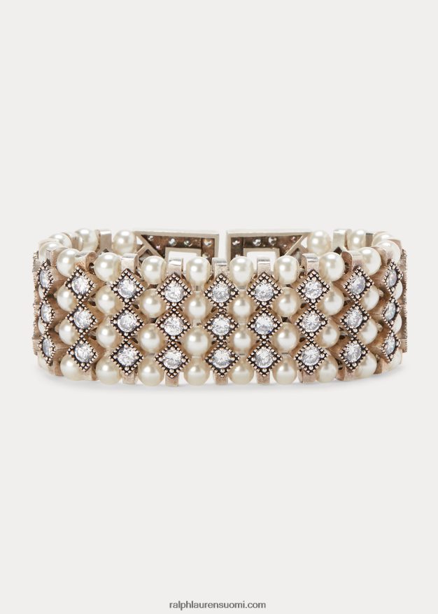 Ralph Lauren naiset kristalli ja helmi rannekoru 0Z24ZR5610 antiikki hopea