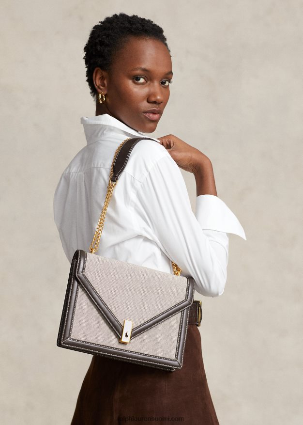 Ralph Lauren naiset polo id canvas kirjekuoriketjulaukku 0Z24ZR5167 luonnontupakka/tupakka