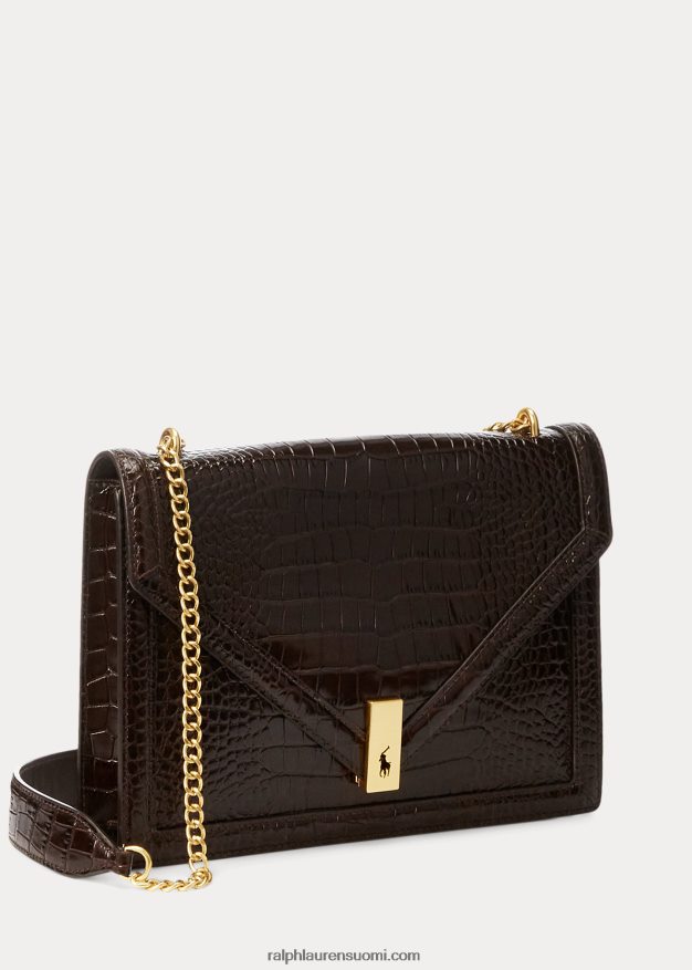 Ralph Lauren naiset polo id croc-kuvioitu kirjekuoriketjulaukku 0Z24ZR5170 suklaa