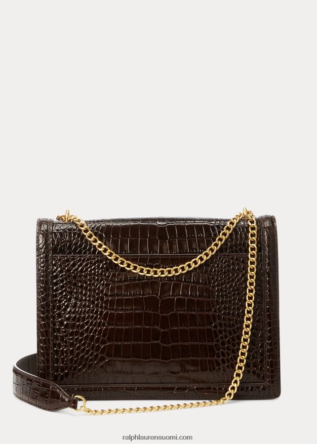 Ralph Lauren naiset polo id croc-kuvioitu kirjekuoriketjulaukku 0Z24ZR5170 suklaa