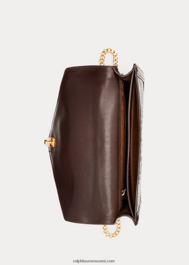 Ralph Lauren naiset polo id croc-kuvioitu kirjekuoriketjulaukku 0Z24ZR5170 suklaa