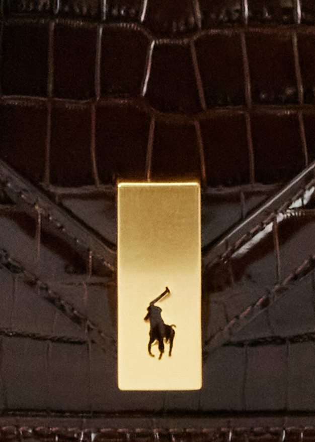 Ralph Lauren naiset polo id croc-kuvioitu kirjekuoriketjulaukku 0Z24ZR5170 suklaa