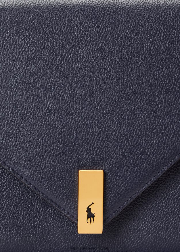 Ralph Lauren naiset polo id nahkainen kirjekuoriketjulaukku 0Z24ZR5169 keskiyön laivasto