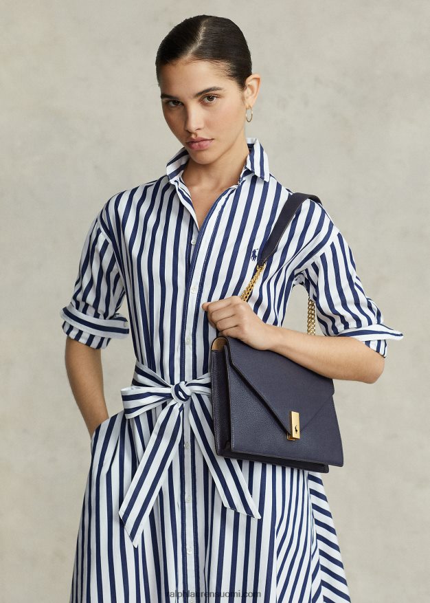 Ralph Lauren naiset polo id nahkainen kirjekuoriketjulaukku 0Z24ZR5169 keskiyön laivasto