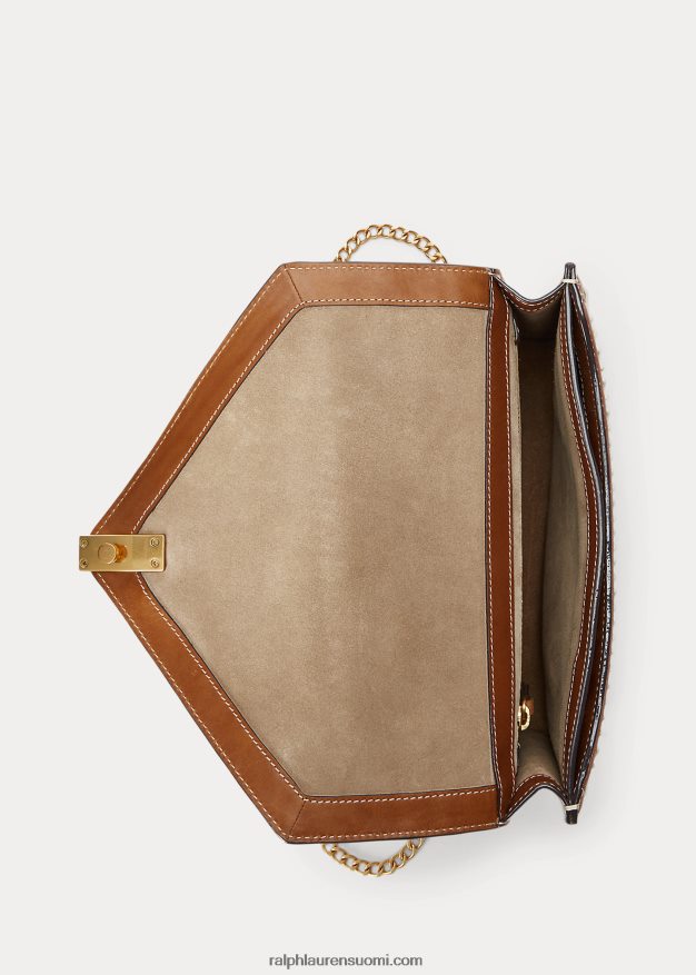 Ralph Lauren naiset polo id virkattu kirjekuoriketjulaukku 0Z24ZR5168 pergamentti kerma