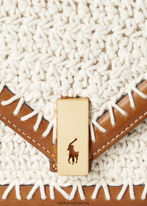 Ralph Lauren naiset polo id virkattu kirjekuoriketjulaukku 0Z24ZR5168 pergamentti kerma