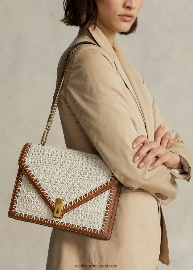 Ralph Lauren naiset polo id virkattu kirjekuoriketjulaukku 0Z24ZR5168 pergamentti kerma