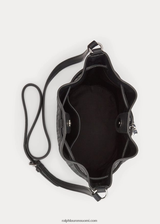 Ralph Lauren naiset kudottu keskikokoinen andie kiristysnyörillinen laukku 0Z24ZR5341 musta