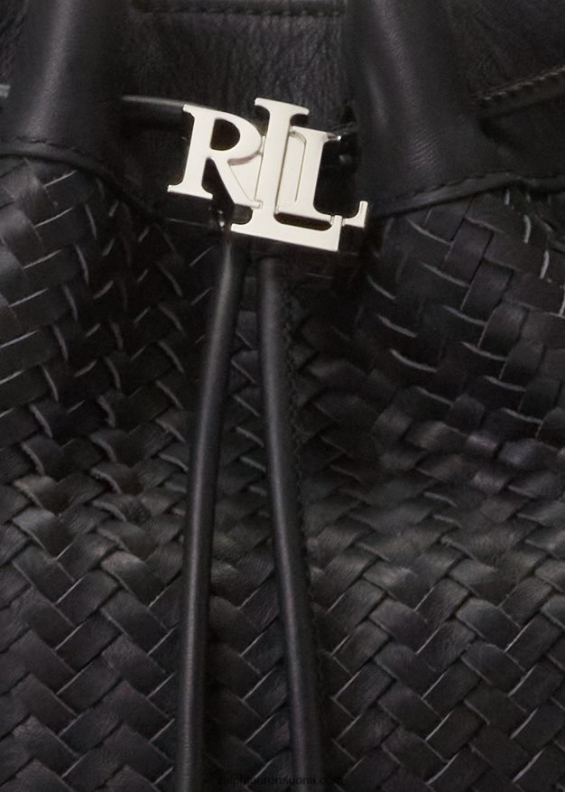 Ralph Lauren naiset kudottu keskikokoinen andie kiristysnyörillinen laukku 0Z24ZR5341 musta