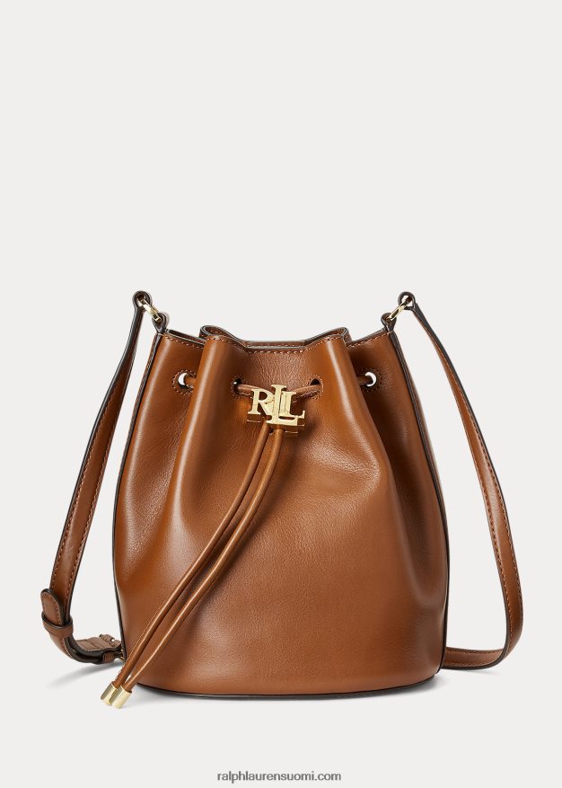 Ralph Lauren naiset nahkainen medium andie kiristysnauhakassi 0Z24ZR5343 rusketus