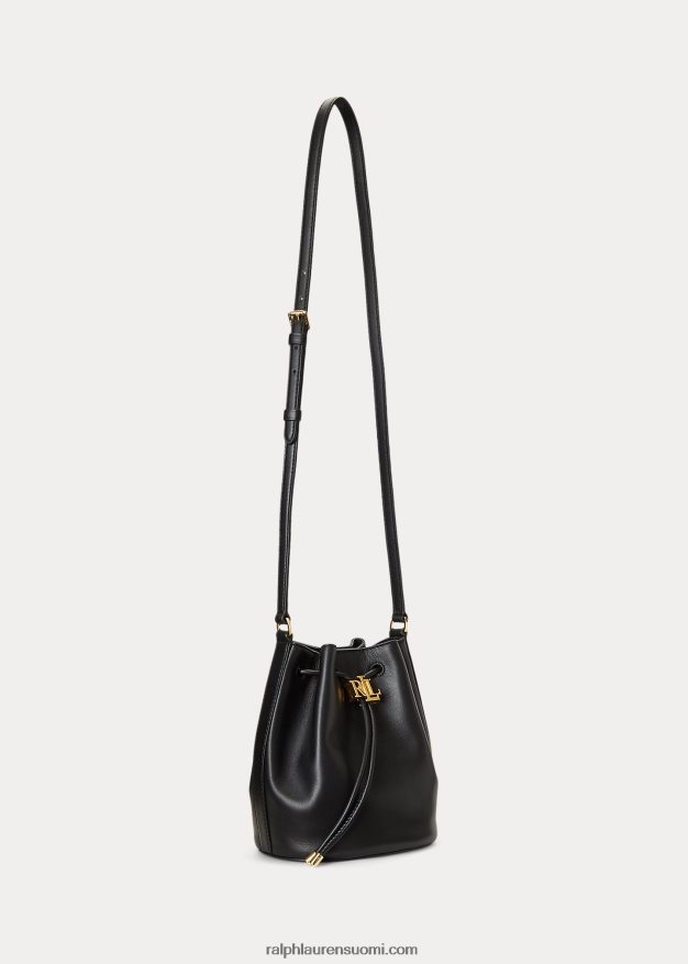 Ralph Lauren naiset nahkainen medium andie kiristysnauhakassi 0Z24ZR5345 musta