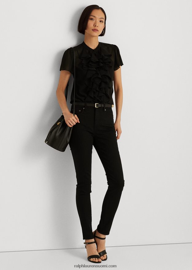 Ralph Lauren naiset nahkainen medium andie kiristysnauhakassi 0Z24ZR5345 musta