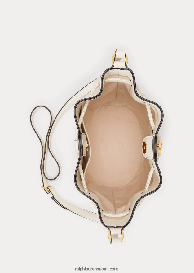 Ralph Lauren naiset nahkainen medium andie kiristysnauhakassi 0Z24ZR5346 vanilja