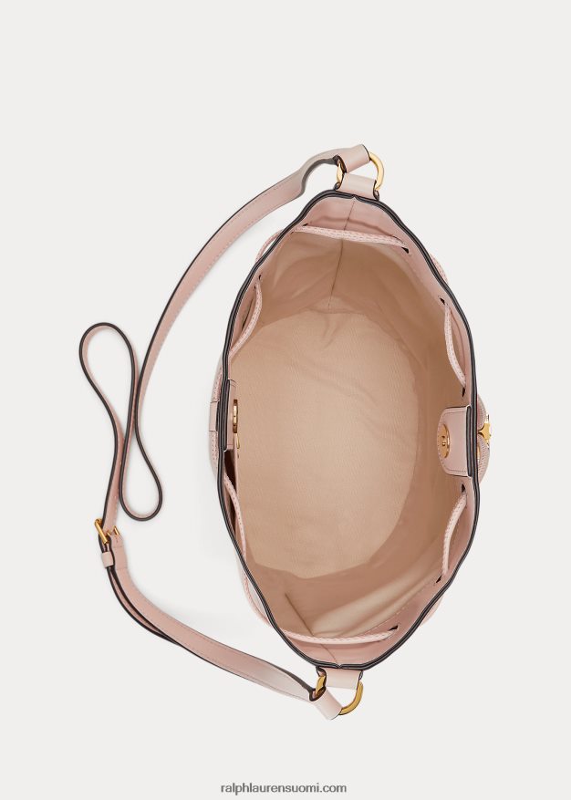 Ralph Lauren naiset nahkainen medium andie kiristysnauhakassi 0Z24ZR5347 vaalea pinkki