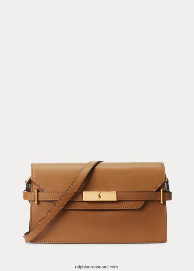 Ralph Lauren naiset polo id nahkainen crossbody-kytkin 0Z24ZR5183 rusketus