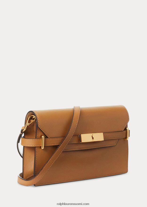 Ralph Lauren naiset polo id nahkainen crossbody-kytkin 0Z24ZR5183 rusketus