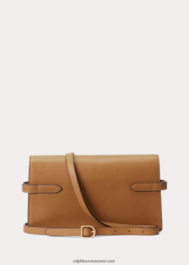 Ralph Lauren naiset polo id nahkainen crossbody-kytkin 0Z24ZR5183 rusketus