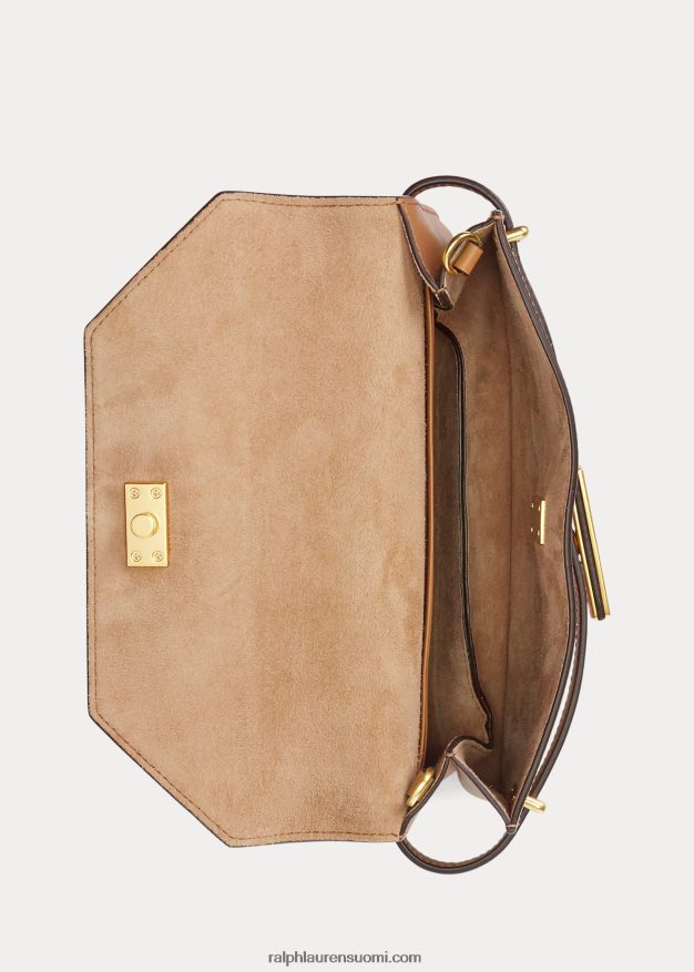 Ralph Lauren naiset polo id nahkainen crossbody-kytkin 0Z24ZR5183 rusketus