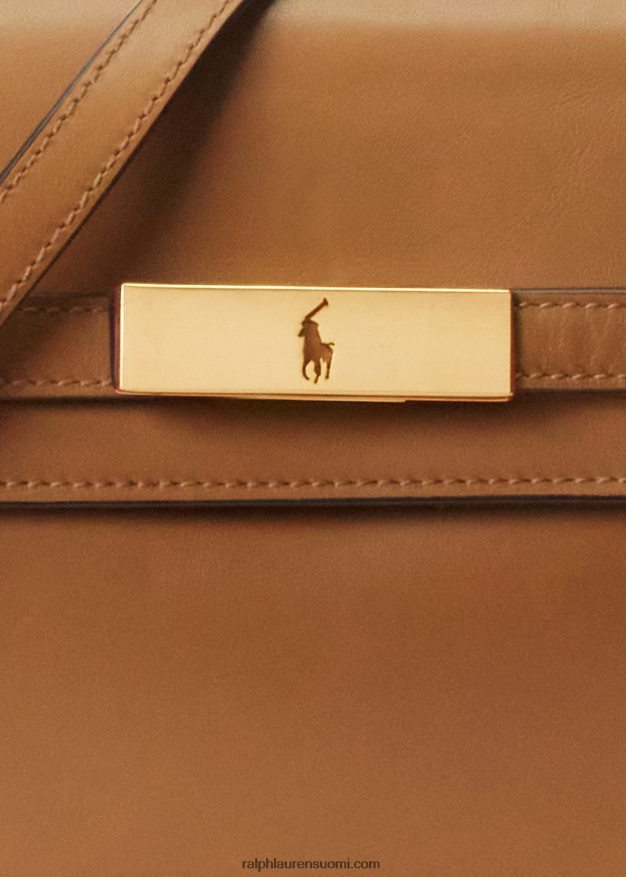 Ralph Lauren naiset polo id nahkainen crossbody-kytkin 0Z24ZR5183 rusketus