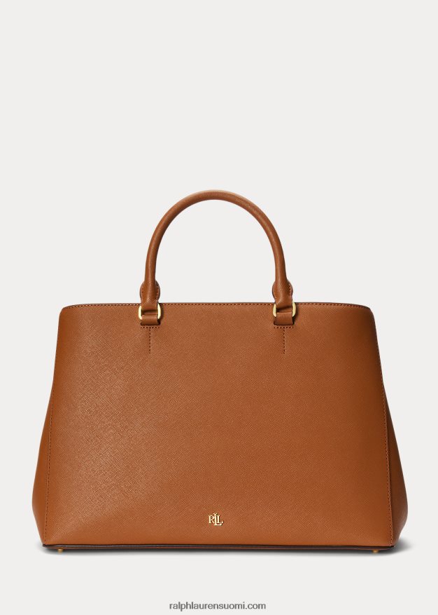 Ralph Lauren naiset crosshatch nahkainen iso hannalaukku 0Z24ZR5411 rusketus