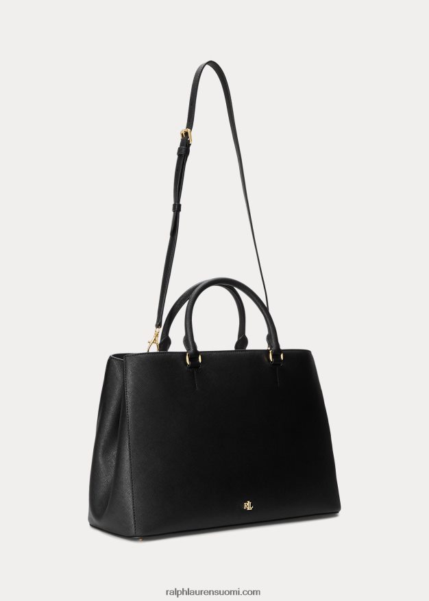 Ralph Lauren naiset crosshatch nahkainen iso hannalaukku 0Z24ZR5412 musta