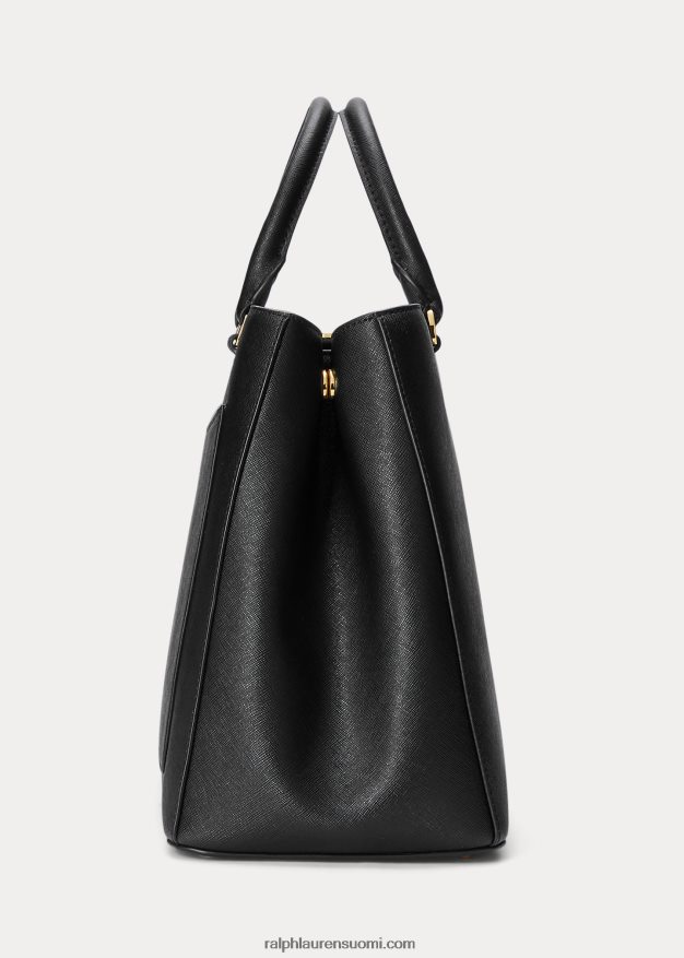 Ralph Lauren naiset crosshatch nahkainen iso hannalaukku 0Z24ZR5412 musta