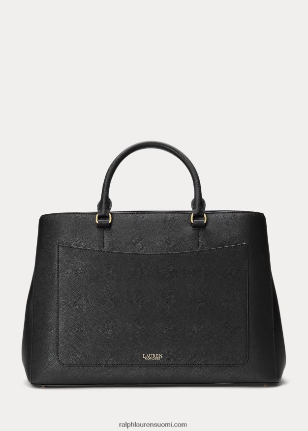 Ralph Lauren naiset crosshatch nahkainen iso hannalaukku 0Z24ZR5412 musta