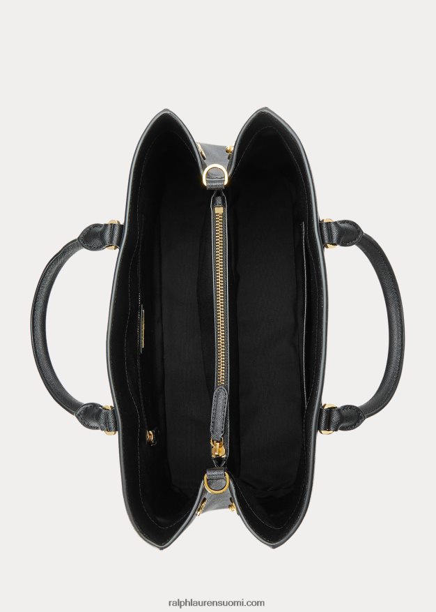 Ralph Lauren naiset crosshatch nahkainen iso hannalaukku 0Z24ZR5412 musta