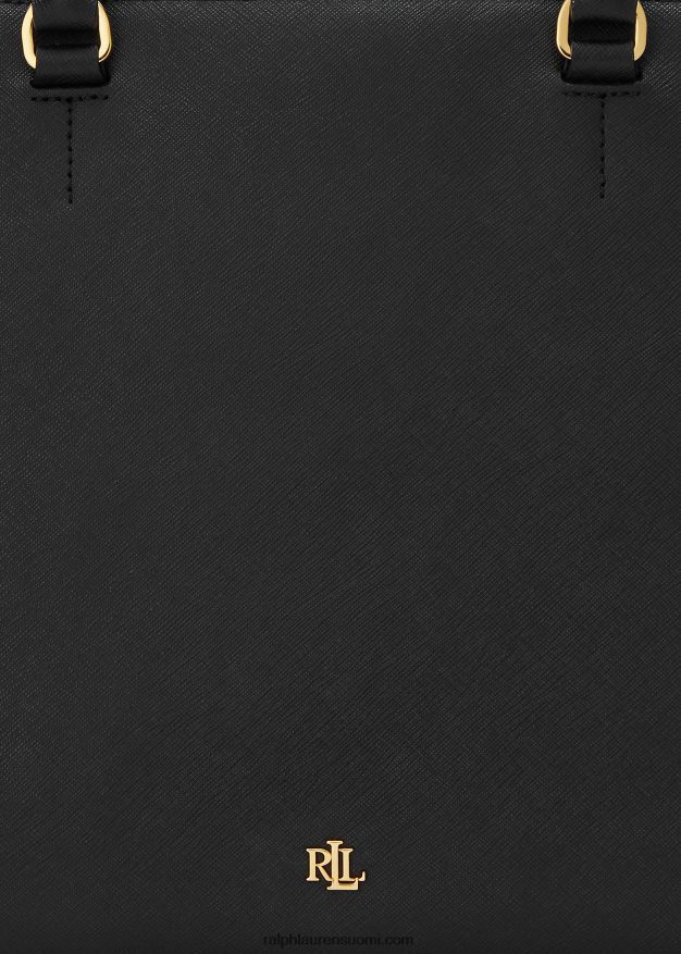 Ralph Lauren naiset crosshatch nahkainen iso hannalaukku 0Z24ZR5412 musta