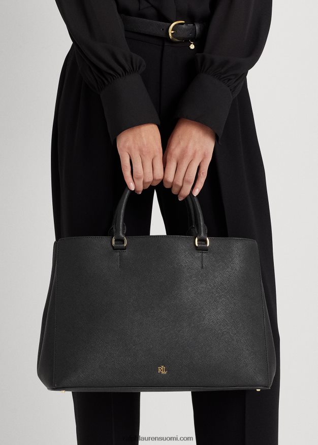 Ralph Lauren naiset crosshatch nahkainen iso hannalaukku 0Z24ZR5412 musta