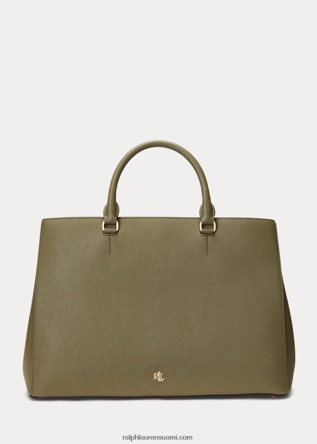 Ralph Lauren naiset crosshatch nahkainen iso hannalaukku 0Z24ZR5413 oliivi saniainen