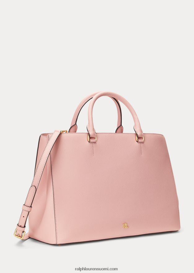 Ralph Lauren naiset crosshatch nahkainen iso hannalaukku 0Z24ZR5414 ruusunrusketus