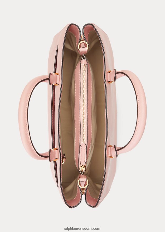 Ralph Lauren naiset crosshatch nahkainen iso hannalaukku 0Z24ZR5414 ruusunrusketus