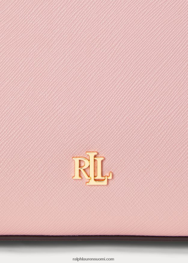 Ralph Lauren naiset crosshatch nahkainen iso hannalaukku 0Z24ZR5414 ruusunrusketus