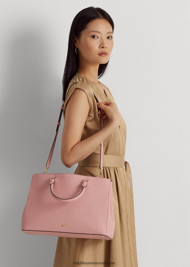 Ralph Lauren naiset crosshatch nahkainen iso hannalaukku 0Z24ZR5414 ruusunrusketus