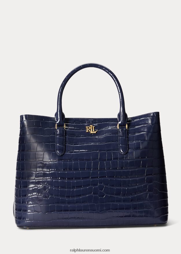 Ralph Lauren naiset kohokuvioitu nahkainen iso marcy-laukku 0Z24ZR5357