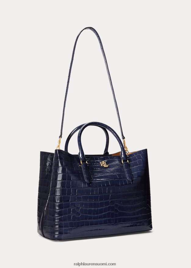 Ralph Lauren naiset kohokuvioitu nahkainen iso marcy-laukku 0Z24ZR5357