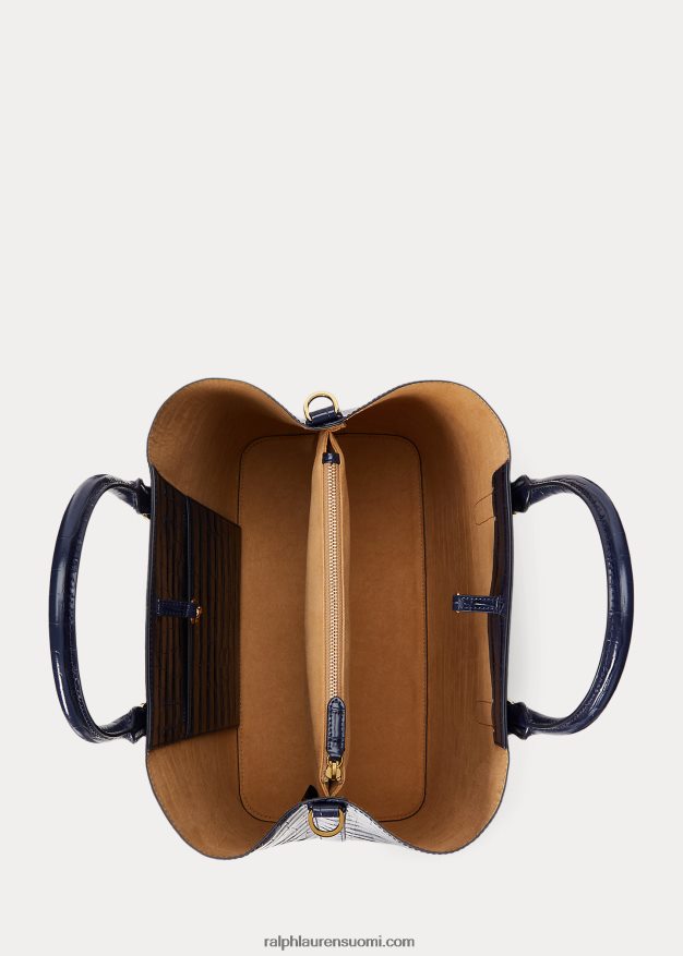 Ralph Lauren naiset kohokuvioitu nahkainen iso marcy-laukku 0Z24ZR5357