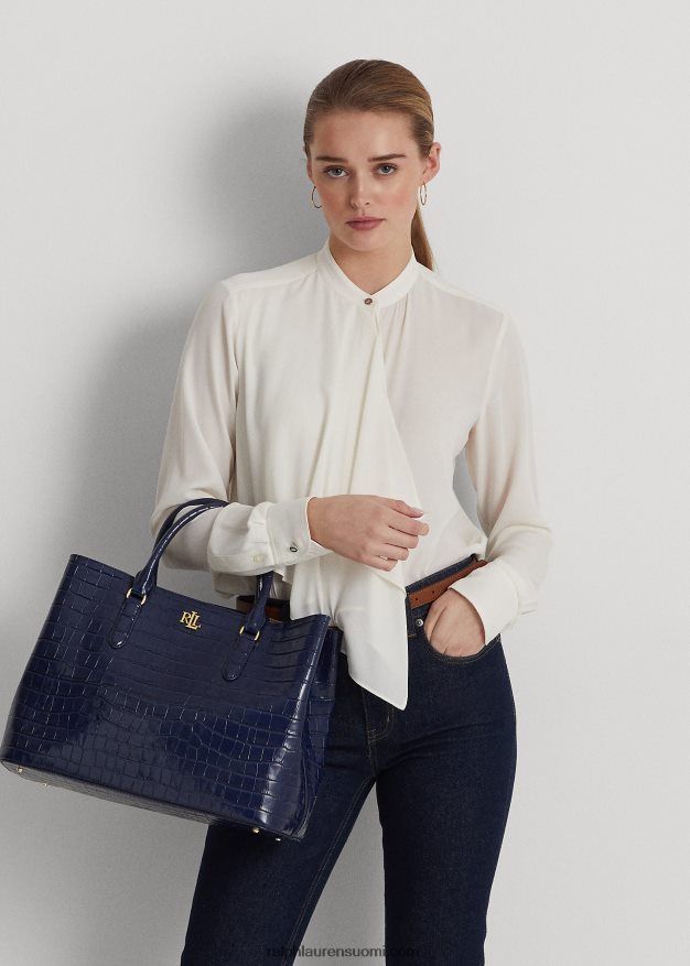 Ralph Lauren naiset kohokuvioitu nahkainen iso marcy-laukku 0Z24ZR5357