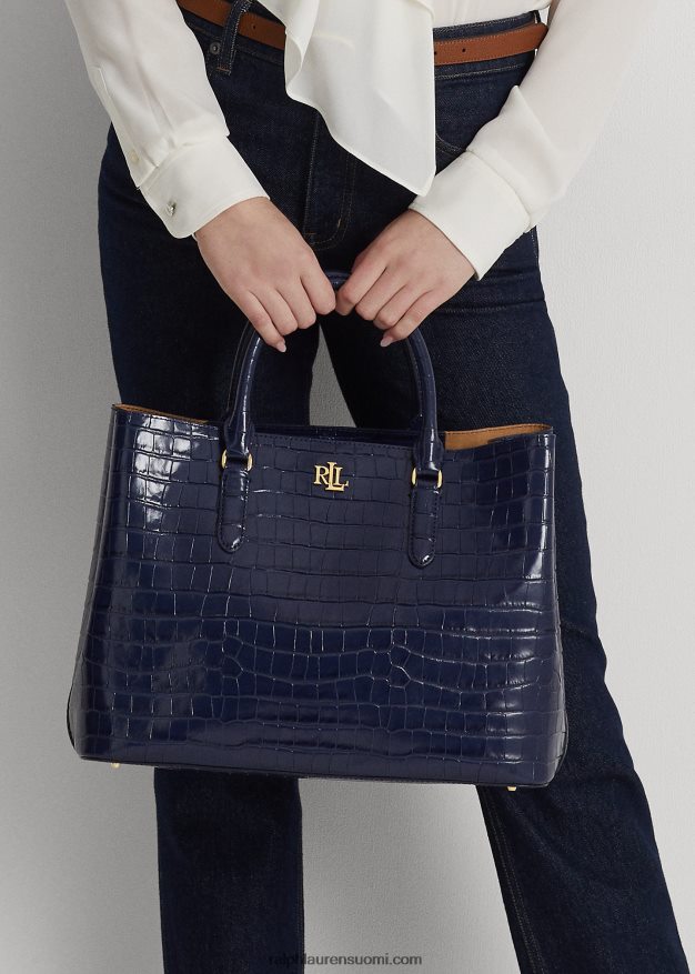 Ralph Lauren naiset kohokuvioitu nahkainen iso marcy-laukku 0Z24ZR5357