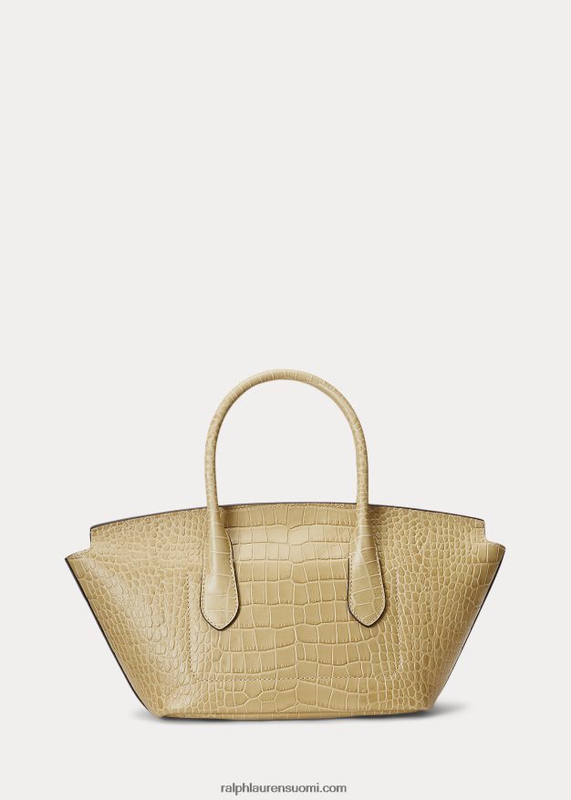 Ralph Lauren naiset kohokuvioitu nahkainen keskikokoinen bellport-laukku 0Z24ZR5227 hiekka