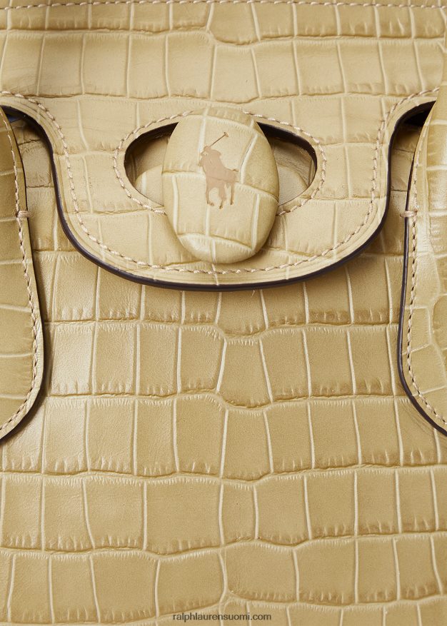 Ralph Lauren naiset kohokuvioitu nahkainen keskikokoinen bellport-laukku 0Z24ZR5227 hiekka