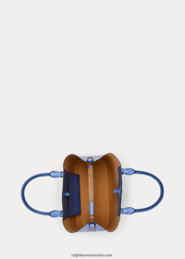 Ralph Lauren naiset kohokuvioitu nahkainen keskikokoinen marcy-laukku 0Z24ZR5457 uuden englannin sininen