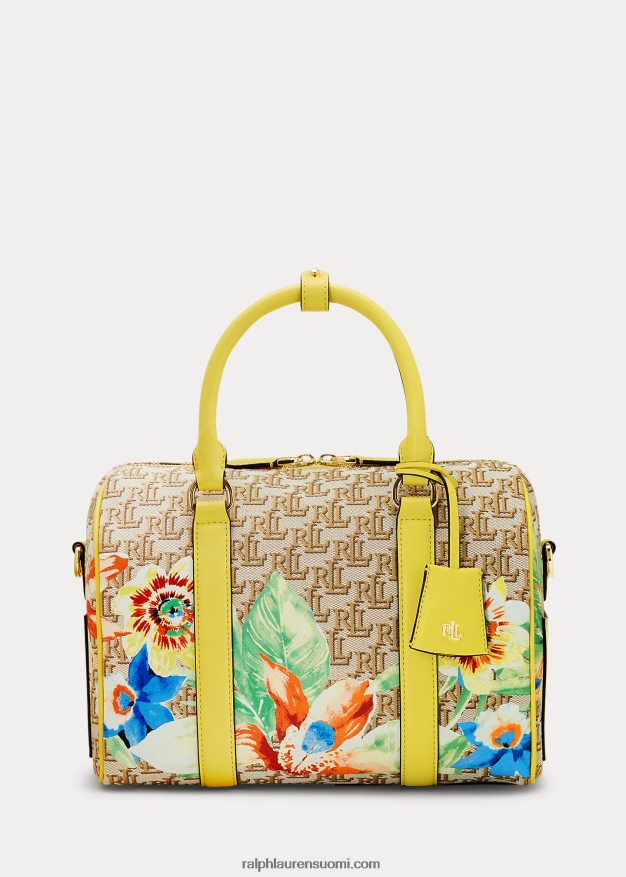 Ralph Lauren naiset monogrammi jacquard keskikokoinen kaden laukku 0Z24ZR5460 khakin/aurinkokalan keltainen