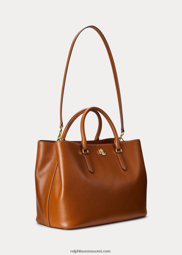Ralph Lauren naiset nahkainen iso marcy-laukku 0Z24ZR5358 rusketus