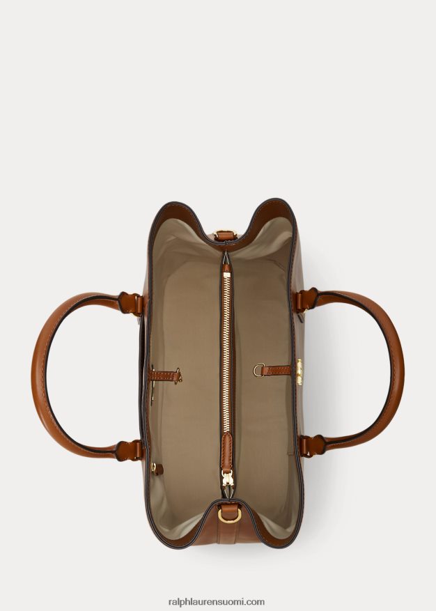 Ralph Lauren naiset nahkainen iso marcy-laukku 0Z24ZR5358 rusketus