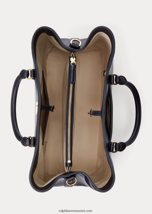 Ralph Lauren naiset nahkainen iso marcy-laukku 0Z24ZR5360 laivasto