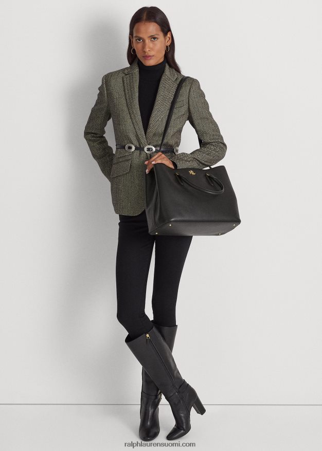 Ralph Lauren naiset nahkainen iso marcy-laukku 0Z24ZR5361 musta